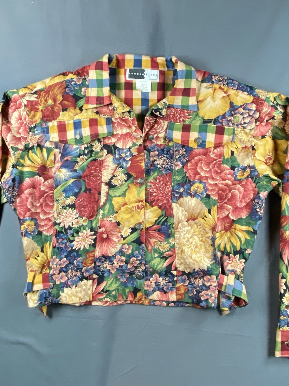 Vintage 1990s Floral Multi-Color Rhonda Stark Women's Jacket - Bold Garden Print